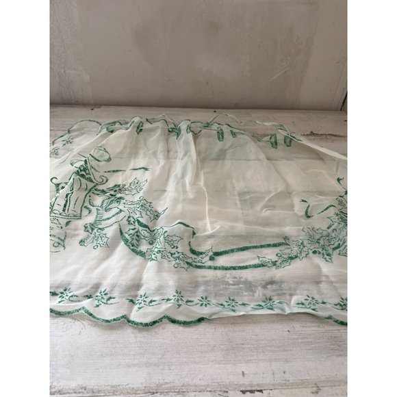 Very sheer cream and green holiday apron - Picture 2 of 5